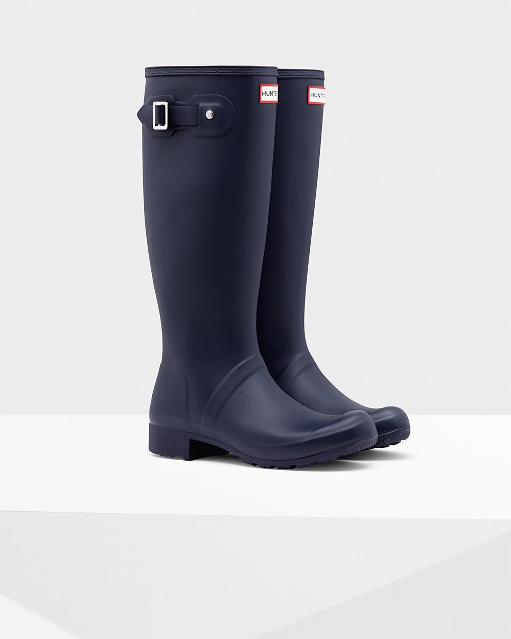 Womens Hunter Original Tour Foldable - Tall Rain Boots Navy - 0917-QHFUS